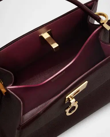 Ferragamo Studio Box Hammered Leather Top-Handle Bag | Thumbnail 4