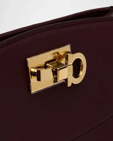 Ferragamo Studio Box Hammered Leather Top-Handle Bag | Thumbnail 5