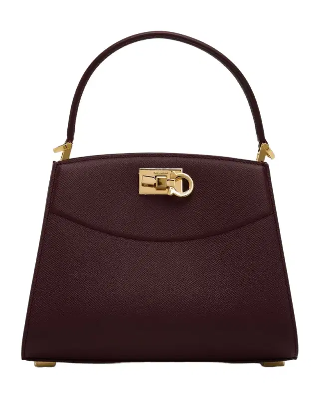 Ferragamo Studio Box Hammered Leather Top-Handle Bag