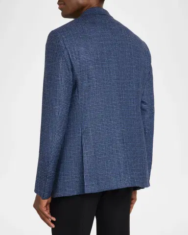 Giorgio Armani Men's Wool Linen Silk Micro-Houndstooth Sport Coat | Thumbnail 3 Giorgio Armani Men's Wool Linen Silk Micro-Houndstooth Sport Coat | Thumbnail 3