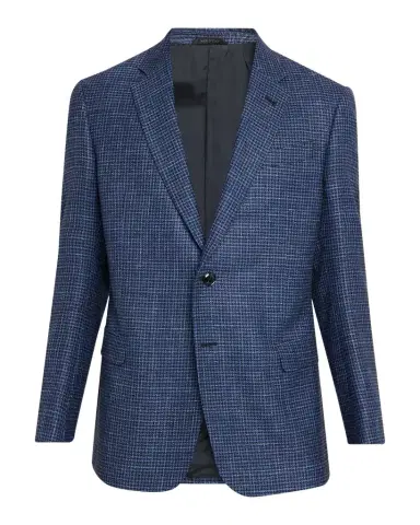 Giorgio Armani Men's Wool Linen Silk Micro-Houndstooth Sport Coat | Thumbnail 1 Giorgio Armani Men's Wool Linen Silk Micro-Houndstooth Sport Coat | Thumbnail 1