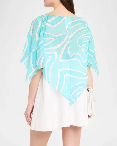 Pucci Labirinto-Print Cotton Cape Blouse | Thumbnail 3 Pucci Labirinto-Print Cotton Cape Blouse | Thumbnail 3