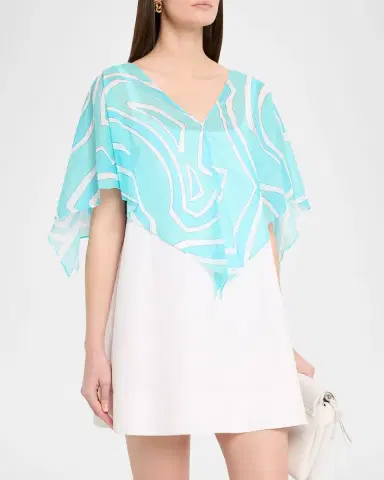 Pucci Labirinto-Print Cotton Cape Blouse | Thumbnail 4 Pucci Labirinto-Print Cotton Cape Blouse | Thumbnail 4