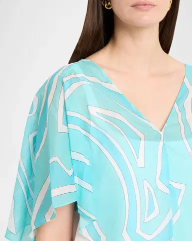 Pucci Labirinto-Print Cotton Cape Blouse | Thumbnail 5 Pucci Labirinto-Print Cotton Cape Blouse | Thumbnail 5