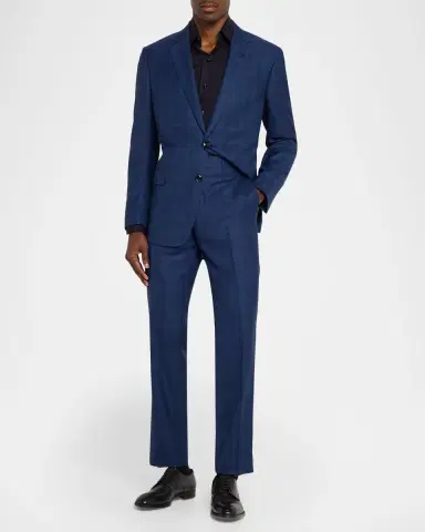 Giorgio Armani Men's Wool and Silk Windowpane Sport Coat | Thumbnail 2