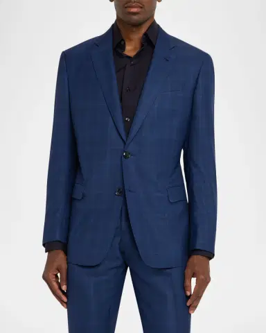 Giorgio Armani Men's Wool and Silk Windowpane Sport Coat | Thumbnail 4