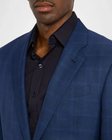 Giorgio Armani Men's Wool and Silk Windowpane Sport Coat | Thumbnail 6