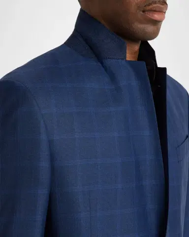 Giorgio Armani Men's Wool and Silk Windowpane Sport Coat | Thumbnail 8