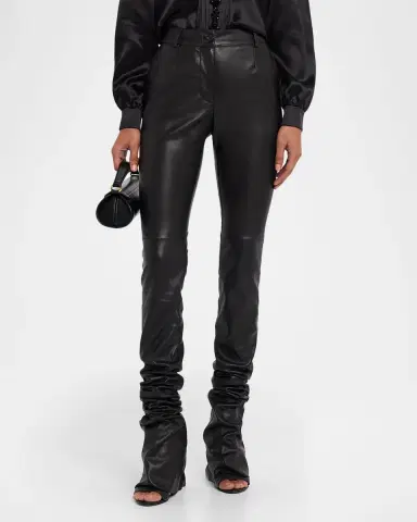 Dolce & Gabbana Elongated Skinny-Leg Leather Pants | Thumbnail 3