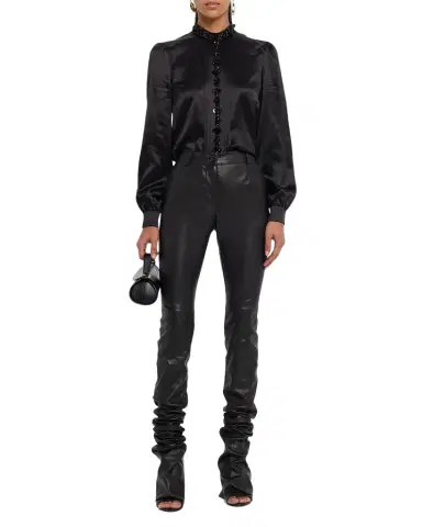 Dolce & Gabbana Elongated Skinny-Leg Leather Pants | Thumbnail 1