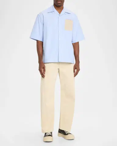 Marni Men 's Contrast-Pocket Mending Logo Short-Sleeve Shirt | Thumbnail 2 Marni Men 's Contrast-Pocket Mending Logo Short-Sleeve Shirt | Thumbnail 2