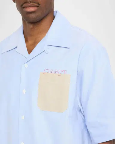 Marni Men 's Contrast-Pocket Mending Logo Short-Sleeve Shirt | Thumbnail 5 Marni Men 's Contrast-Pocket Mending Logo Short-Sleeve Shirt | Thumbnail 5