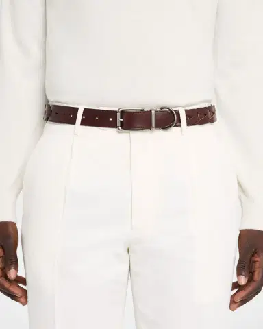 Polo Ralph Lauren Men's Woven Leather Belt with Keeper and D-Ring | Thumbnail 2 Polo Ralph Lauren Men's Woven Leather Belt with Keeper and D-Ring | Thumbnail 2