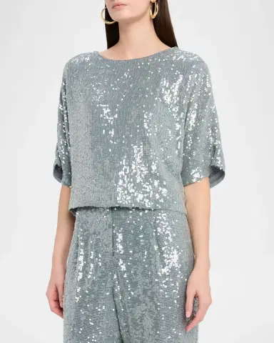 Lapointe Sequined Short-Sleeve Oversized T-Shirt | Thumbnail 4