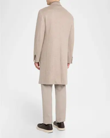 Brioni Men's Solferino Cashmere Herringbone Overcoat | Thumbnail 3