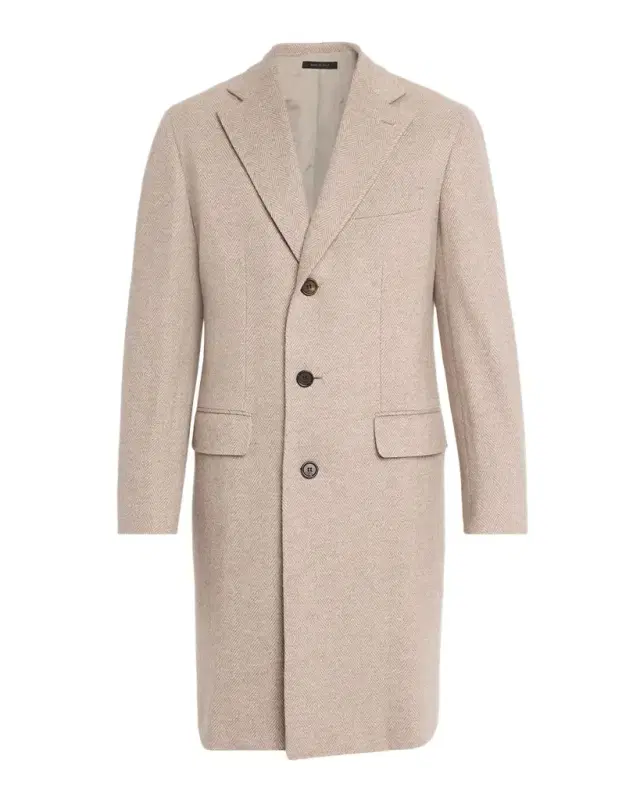 Men 's Solferino Cashmere Herringbone Overcoat