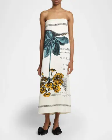 Erdem Floral Print Duchess Sleeveless Midi Dress | Thumbnail 3 Erdem Floral Print Duchess Sleeveless Midi Dress | Thumbnail 3
