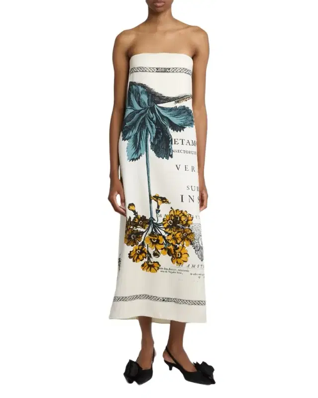 Floral Print Duchess Sleeveless Midi Dress