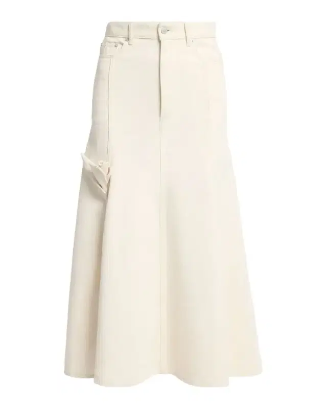 Tulip Applique Fluted Denim Midi Skirt