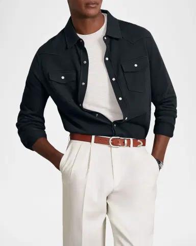 Reiss en's Ledger Cotton and Cashmere Western Knit Overshirt | Thumbnail 3 Reiss en's Ledger Cotton and Cashmere Western Knit Overshirt | Thumbnail 3