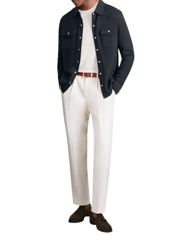 en's Ledger Cotton and Cashmere Western Knit Overshirt