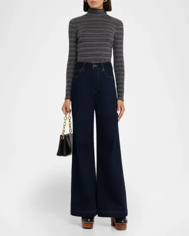 Veronica Beard Nate Striped Ribbed Mock-Neck Top | Thumbnail 2 Veronica Beard Nate Striped Ribbed Mock-Neck Top | Thumbnail 2