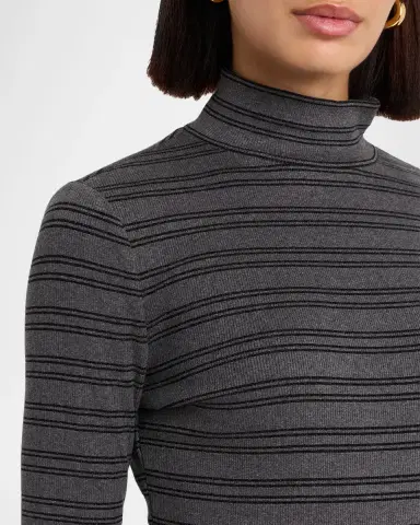 Veronica Beard Nate Striped Ribbed Mock-Neck Top | Thumbnail 5 Veronica Beard Nate Striped Ribbed Mock-Neck Top | Thumbnail 5