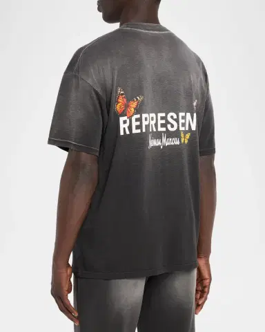 Represent Men's Butterfly Initial Relaxed Cotton T-Shirt | Thumbnail 3