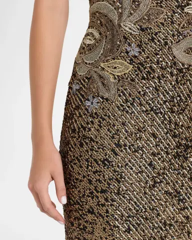 Naeem Khan Metallic Sequined Floral Halter Gown | Thumbnail 5 Naeem Khan Metallic Sequined Floral Halter Gown | Thumbnail 5