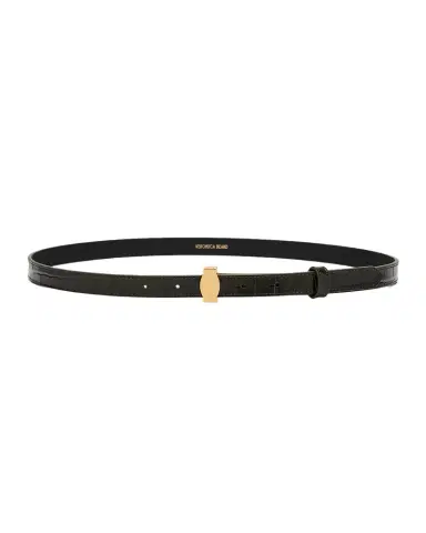Veronica Beard Dash Croc-Embossed Leather Belt | Thumbnail 1
