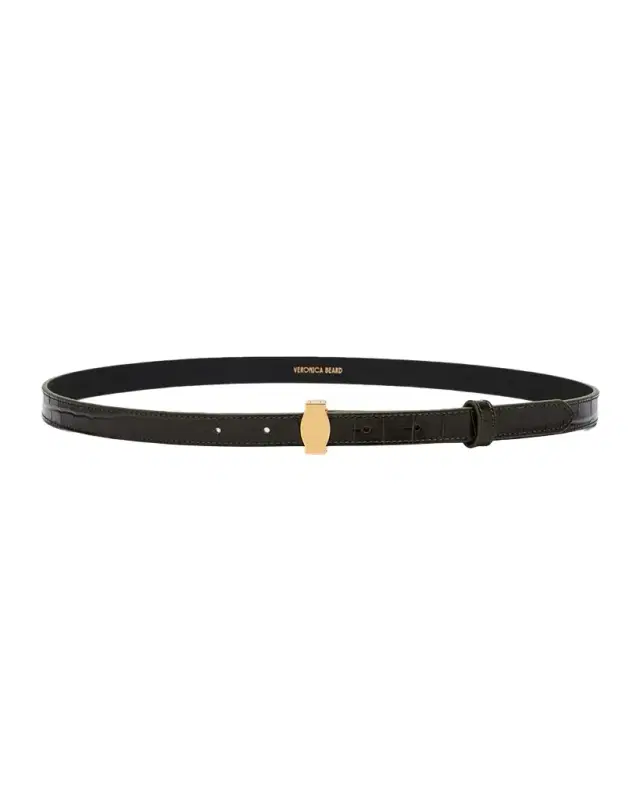 Veronica Beard Dash Croc-Embossed Leather Belt