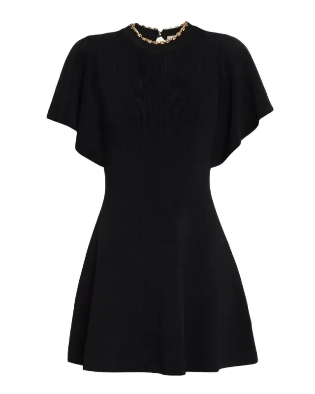 Aura Chain-Trim Rib Knit Mini Dress