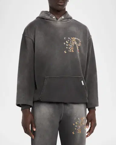Represent Men's Butterfly Initial Faded Cotton Hoodie | Thumbnail 4 Represent Men's Butterfly Initial Faded Cotton Hoodie | Thumbnail 4
