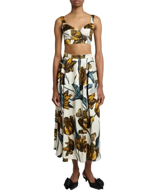 Floral-Print Duchesse Bra Top