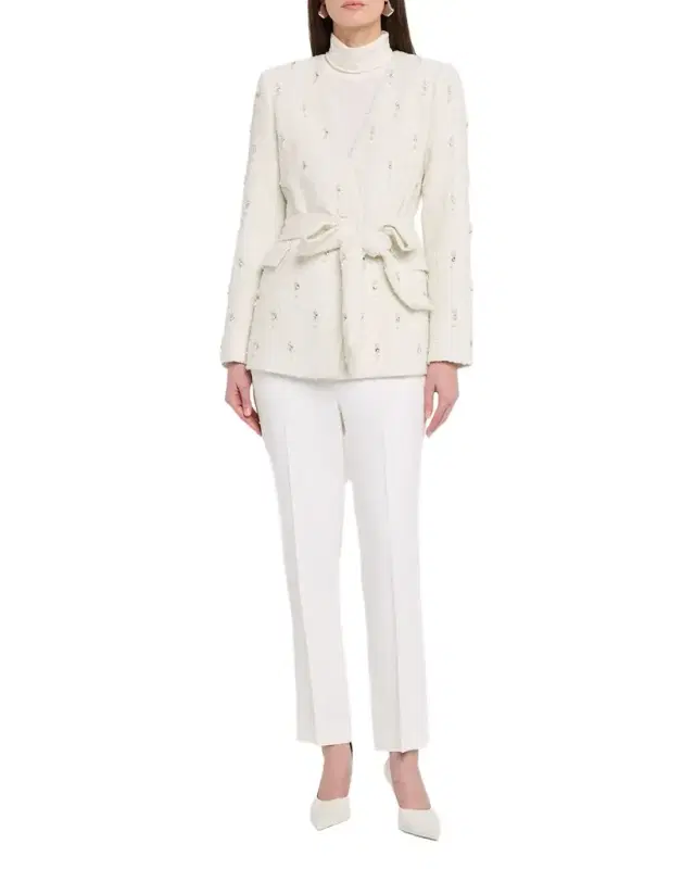 Beaded Boucle Wrap Jacket