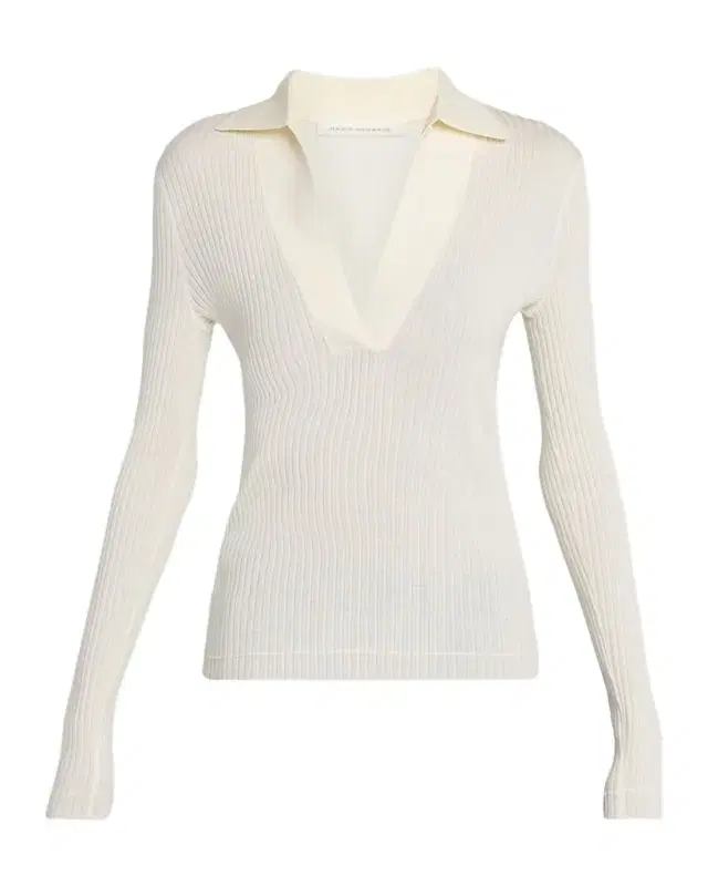 Long-Sleeve Ribbed Merino Wool Polo