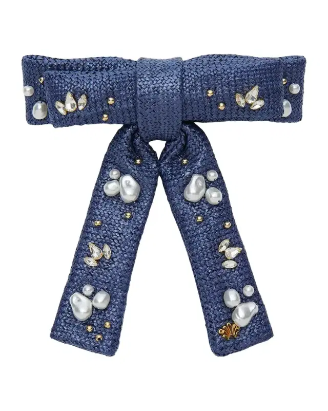 Lele Sadoughi Azure Antoinette Oasis Embellished Bow Barrette