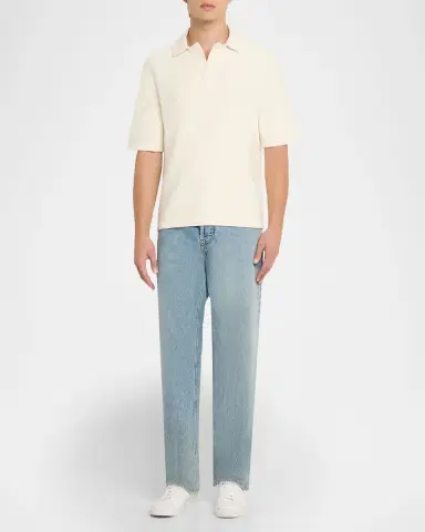 Reiss Men's Langton Textured Johnny Collar Polo Shirt | Thumbnail 2 Reiss Men's Langton Textured Johnny Collar Polo Shirt | Thumbnail 2