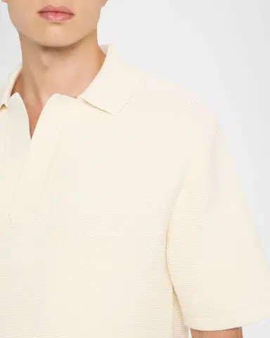 Reiss Men's Langton Textured Johnny Collar Polo Shirt | Thumbnail 5 Reiss Men's Langton Textured Johnny Collar Polo Shirt | Thumbnail 5