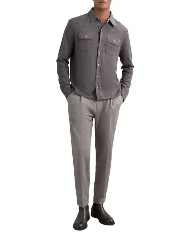 Men's Ledger Cotton-Cashmere Western Knit Shirt