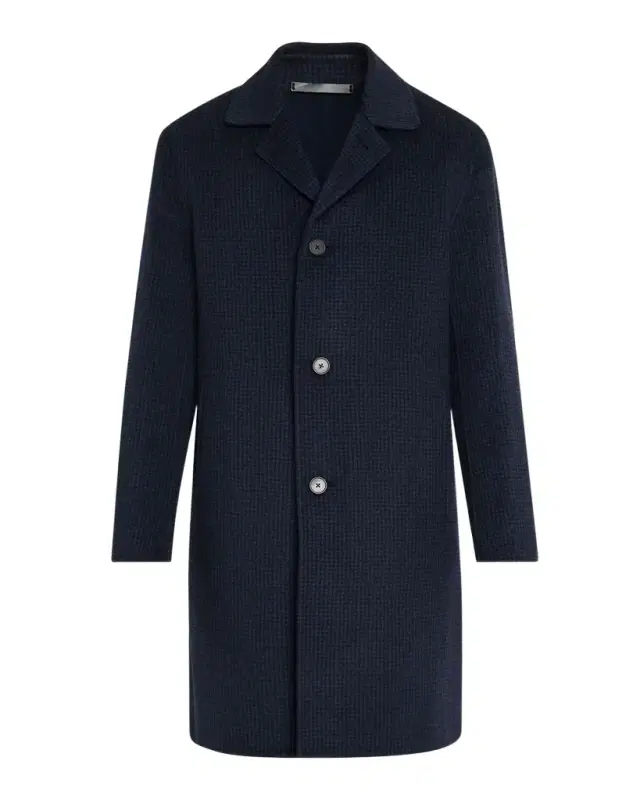 Men 's Modern Mini Check Single-Breasted Coat
