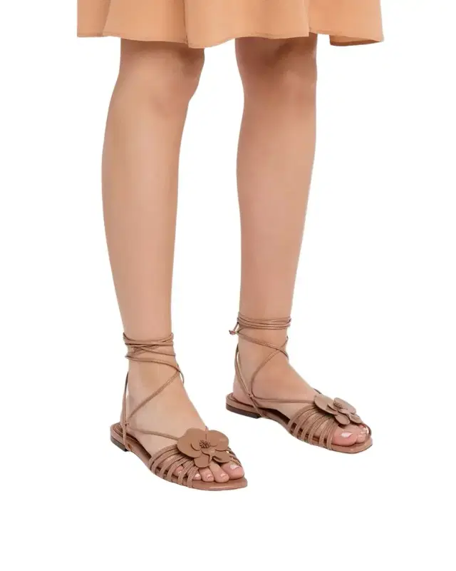 Oliver Sun Leather Ankle-Wrap Sandals
