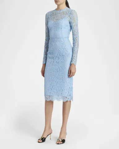 Dolce & Gabbana Guipure Lace Long-Sleeve Midi Dress | Thumbnail 4 Dolce & Gabbana Guipure Lace Long-Sleeve Midi Dress | Thumbnail 4