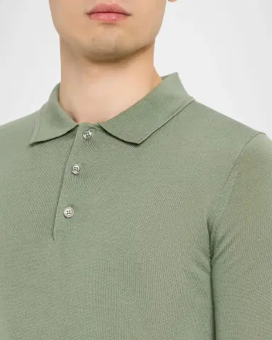 Reiss Men's Trafford Merino Wool Long-Sleeve Polo Shirt | Thumbnail 5
