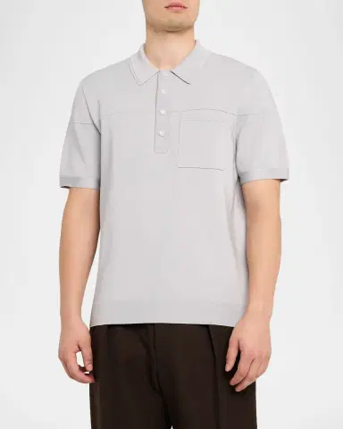 Reiss Men's Snap-Placket Stretch Polo Shirt | Thumbnail 4 Reiss Men's Snap-Placket Stretch Polo Shirt | Thumbnail 4