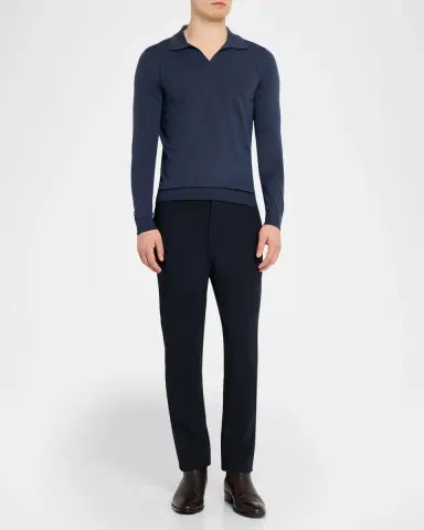 Reiss Men's Milburn Merino Wool Johnny Collar Polo Shirt | Thumbnail 2