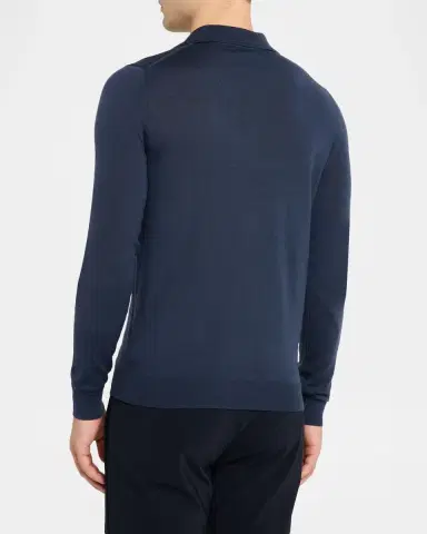 Reiss Men's Milburn Merino Wool Johnny Collar Polo Shirt | Thumbnail 3