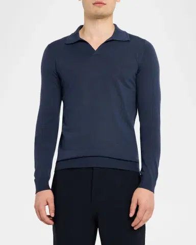 Reiss Men's Milburn Merino Wool Johnny Collar Polo Shirt | Thumbnail 4