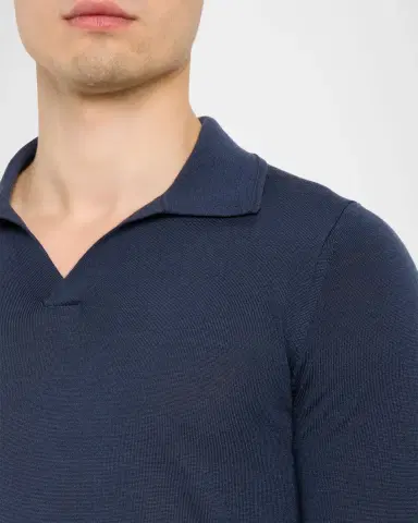 Reiss Men's Milburn Merino Wool Johnny Collar Polo Shirt | Thumbnail 5