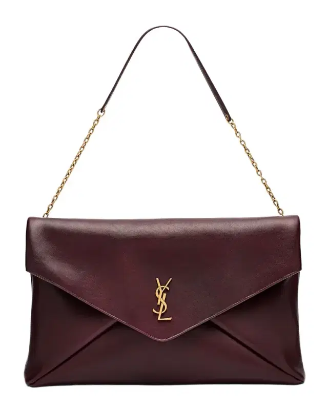 Saint Laurent Cassandre YSL Envelope Flap Shoulder Bag in Leather